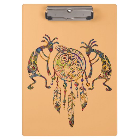 Indianerin Kokopelli Whale Dreamcatcher 2 Klemmbrett (Vorderseite)