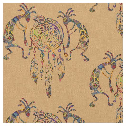 Indianerin Kokopelli Whale Dreamcatcher 2 Stoff (Nahaufnahme)