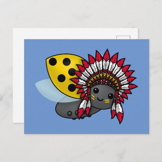 Indianerin Ladybug Postkarte (Vorne/Hinten)