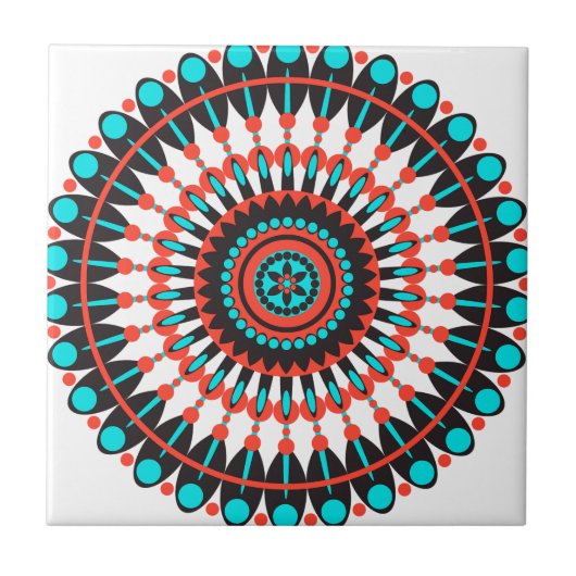 Indianerin Mandala Fliese (Vorderseite)