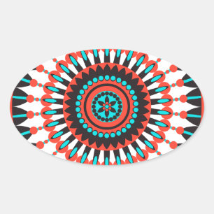 Indianerin Mandala Ovaler Aufkleber
