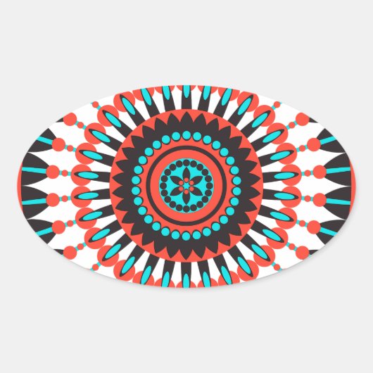 Indianerin Mandala Ovaler Aufkleber (Vorderseite)