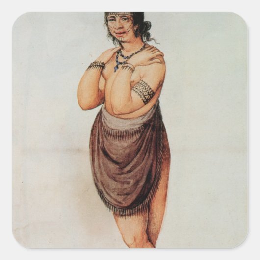 Indianerin Quadratischer Aufkleber (Vorderseite)