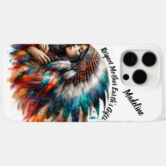 Indianerin steht stolz Case-Mate iPhone hülle (Rückseite (Horizontal))