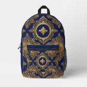 Indianerin überall in Print Blue Gold Rucksack (Vorderseite)