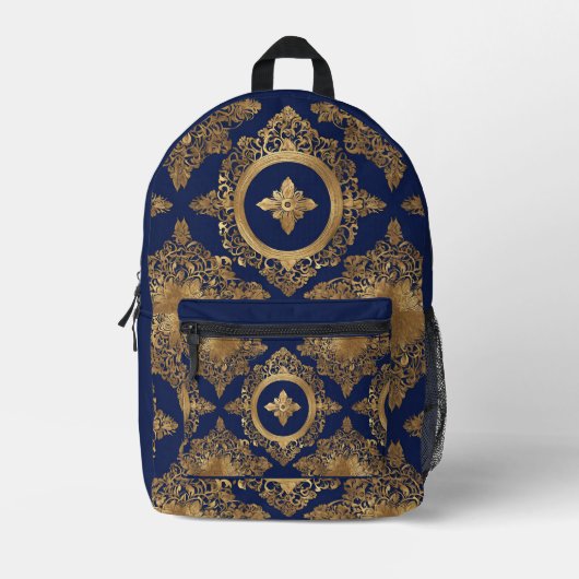 Indianerin überall in Print Blue Gold Rucksack (Vorderseite)