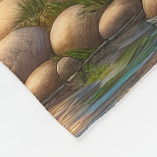 Indianerin und Wolf am Ufer Fleecedecke (Ecke)