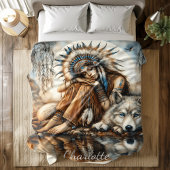 Indianerin und Wolf im Indischen Ozean Fleecedecke