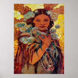 Indianerin von Alphonse Mucha Poster