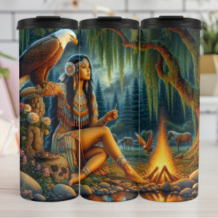 Indianerinnen, Adler, Waldrebe. Thermosbecher