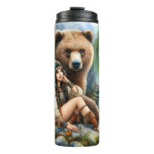 Indianerinnen, Bären, Feuer: Ruhiger Strom Thermosbecher (Vorderseite)