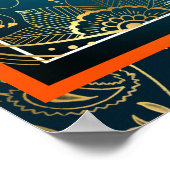 Indianerische arabische Muster gestalten aquamarin Poster (Ecke)