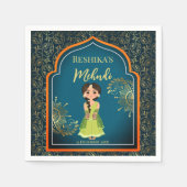 Indianerische arabische Muster gestalten aquamarin Serviette (Vorderseite)