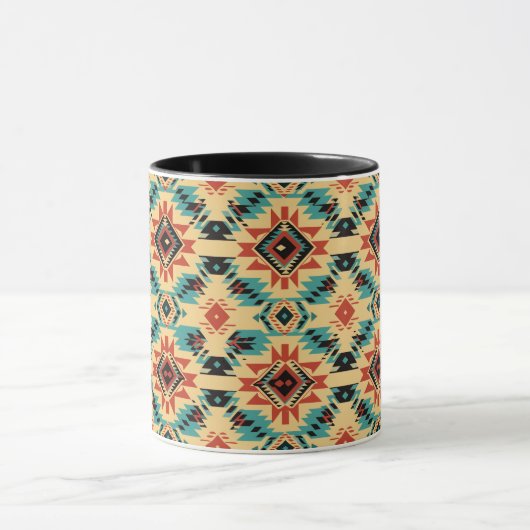 Indianerisches Aztec Design in Blau, Rost und Tan Tasse (Zentrum)