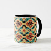 Indianerisches Aztec Design in Blau, Rost und Tan Tasse (VorderseiteRechts)