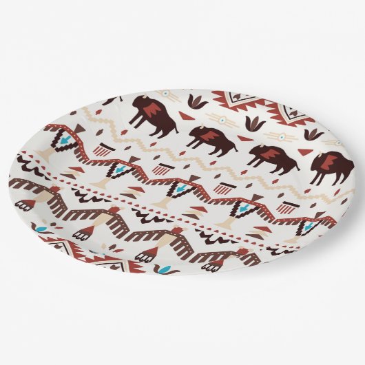 Indianerisches Muster Pappteller (Schrägansicht)