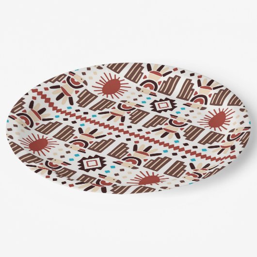 Indianerisches Muster Pappteller (Schrägansicht)