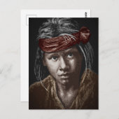 Indianerjunge 2004 zeichnend Postkarte (Vorne/Hinten)