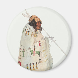 Indianerkrieger mit Pfeife Porträt von Karl Bodmer Magnet