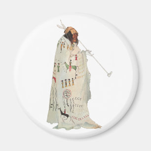 Indianerkrieger mit Pfeife Porträt von Karl Bodmer Magnet