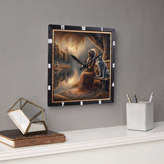 Indianerlicht: Berggipfel morgens Song Quadratische Wanduhr (Büro)