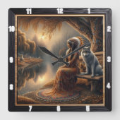 Indianerlicht: Berggipfel morgens Song Quadratische Wanduhr (Vorderseite)