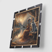 Indianerlicht: Berggipfel morgens Song Quadratische Wanduhr (Winkel)