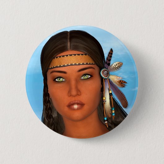 Indianermädchen Button (Vorderseite)