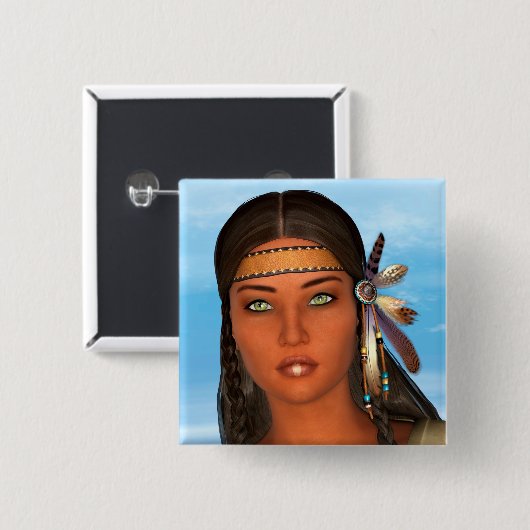 Indianermädchen Button (Vorne & Hinten)