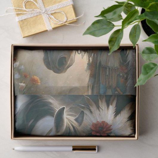 Indianermädchen mit Dekoupage des Weißen Horns Seidenpapier (Geschenk)