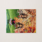 Indianermädchen mit Waldtieren Puzzle (Horizontal)