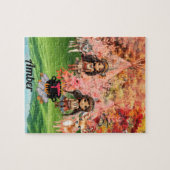 Indianermädchen mit Waldtieren Puzzle (Horizontal)