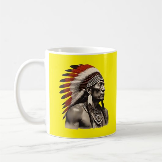 Indianermännchen - kühne Tribal-Artwork Kaffeetasse (Links)