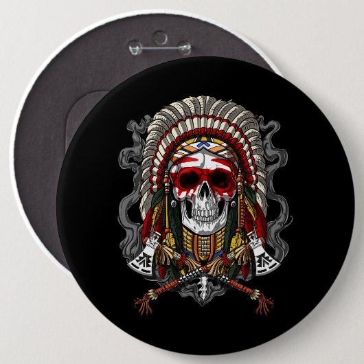 Indianeroberhaube Button (Vorne & Hinten)