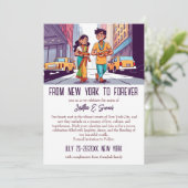 Indianerpaar Save the Date lustig in New York Einladung (Stehend Vorderseite)