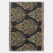 Indianerpaisley, geometrischer schwarzer Hintergru Decke (Vorderseite Vertikal)