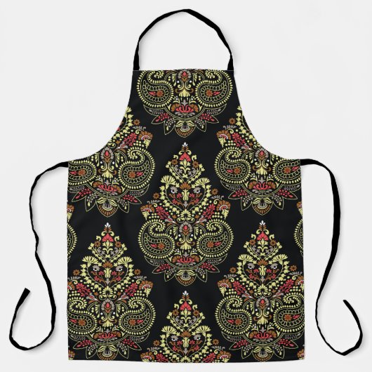 Indianerpaisley, geometrischer schwarzer Hintergru Schürze (Vorderseite)