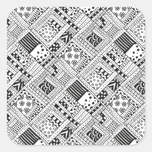 Indianerpattern Doodle Quadratischer Aufkleber (Vorderseite)