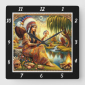 Indianerpfade: Adlerspuren im Willow's Rustle Quadratische Wanduhr (Vorderseite)
