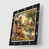 Indianerpfade: Adlerspuren im Willow's Rustle Quadratische Wanduhr (Winkel)