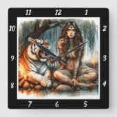Indianerpfade: Tigerspuren Quadratische Wanduhr (Vorderseite)