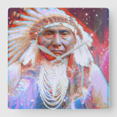 Indianerpferd Quadratische Wanduhr (Vorderseite)