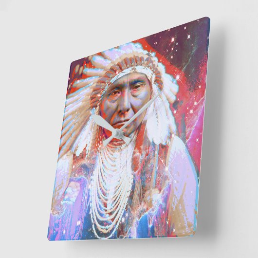 Indianerpferd Quadratische Wanduhr (Winkel)