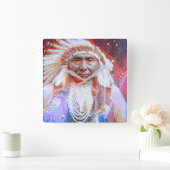 Indianerpferd Quadratische Wanduhr (Zuhause)