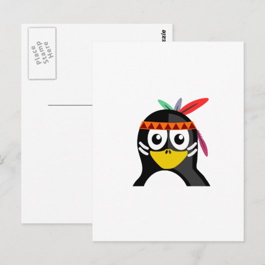 Indianerpinguin Postkarte (Vorne/Hinten)