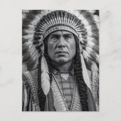 Indianerportrait in Feathers Postkarte (Vorderseite)
