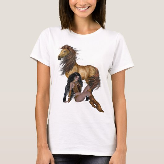 Indianerprinzessin und Pferd-Shirt T-Shirt (Vorderseite)