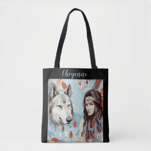 Indianerprinzessin und Wolf Tasche