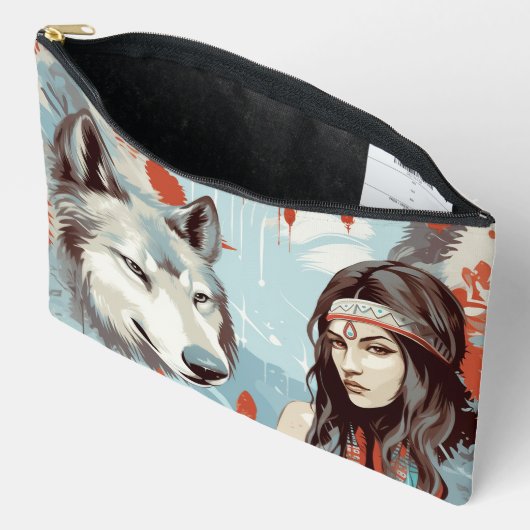 Indianerprinzessin, Wolf-Zubehörtasche Zubehörtasche (Offen)