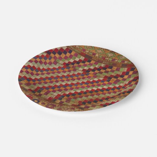 Indianerquilprint in mehrfarbiger Farbe Pappteller (Schrägansicht)